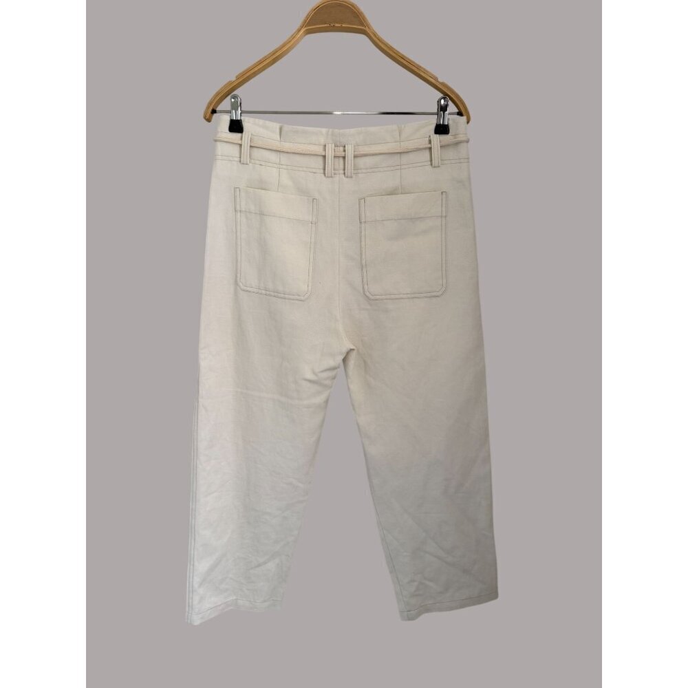 Vince Womens Cream Cotton Wide-Leg Cropped Pants W/ Patch Pockets & Drawstring W - Picture 7 of 7